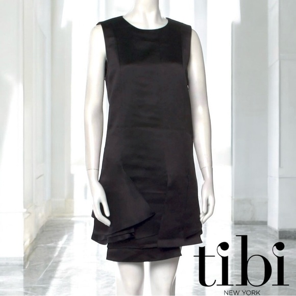 Tibi Luxury, $500 Retail, Layered, Scoop Neck, Sleeveless, Shift Dress, Black, 8 - Picture 1 of 11